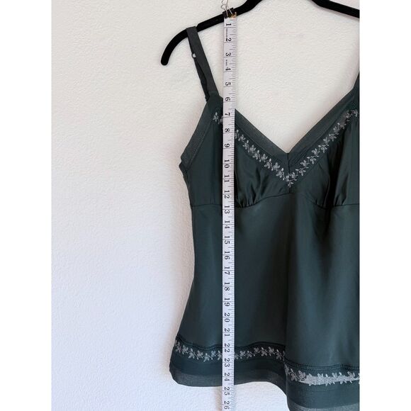 NWT Gold Hawk 100% Silk Embroidered Camisole in Deep Emerald Green Size Small - Picture 7 of 9
